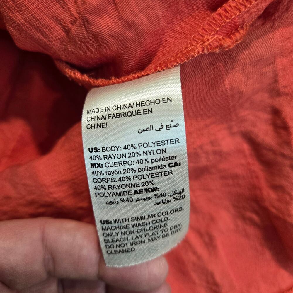Chico's Travelers Textured Button-up Blouse Shirt Jacket Coral Orange Sz 16/18 - Picture 10 of 10